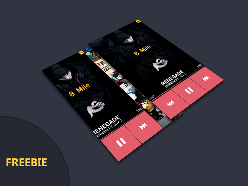Free Mobile Player PSD free mobile app ui android iphone flat design