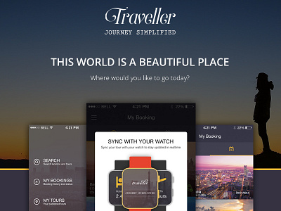 Traveller - iOS and Apple Watch App Concept android app apple interface ios iwatch ui ux