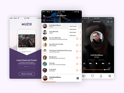 Muzix - Concept android app design eminem ios iphone mobile music presentation ui ux