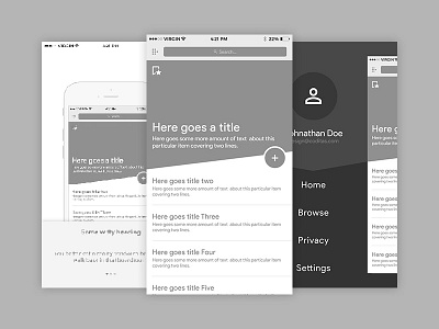 News App Wireframes article blog discover flowmap ios iphone prototype social ui ux wireframe