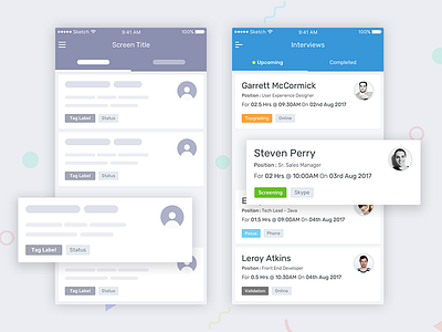 Recruitment App app list view material design minimal minimal design ui ux