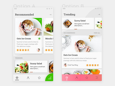 Food Recipes (Freebie)- Option A or Option B? agency flat design food app freebie inspiration interaction material product ui ux work