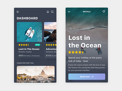 Travel App UI - Dark Version app darkui design freebie ios minimal ui ux