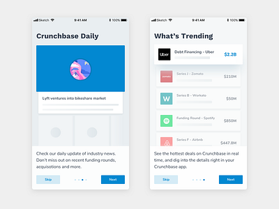 Crunchbase Redesign - Onboarding 2 android app design ios iphone material minimal ui ux