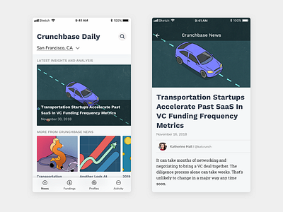 Crunchbase Redesign - Light app dashboard design minimal mobile ui ux