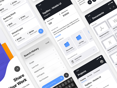 Freelancer's Mobile Dashboard - Wireframe Set android app dashboard design free freebie ios iphone list view material minimal ui user experience user interface ux vector wireframe