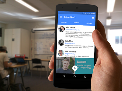 School App - Android Material Design android feed lollipop material design news school