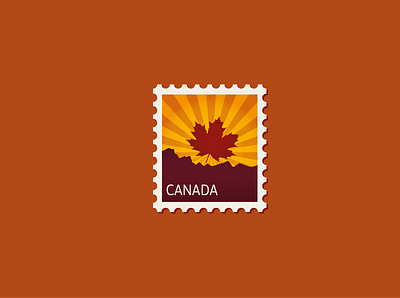 Canada Stamp - Dribble Warm-Up canada destination dribble dribble warm up gradient graphicdesign illustration maple leaf mountains post stamp rocky mountains shine stamp vector vectors warm up