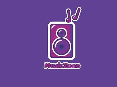 MusicZone Logo Warm Up fakeclients graphic design identity illustration logodesign logodesign design brand mascot design music notes purple speaker