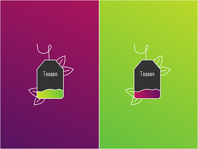 Teason - Tea insetad of coffe _Day 6 branding challenge dailylogochallenge design gradient graphic green icon illustration leafs logo logodesign purple string tea teason typography