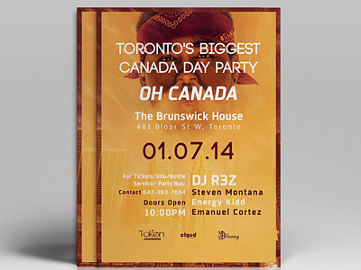 Toronto's Biggest Canada Day Party! a4 canada dj leaflet music party poster toronto