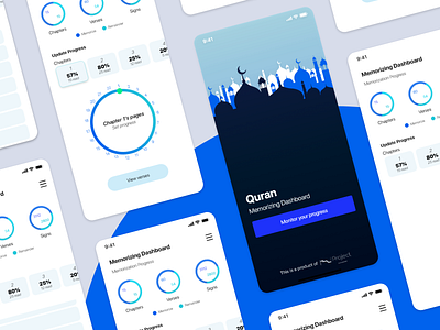Education App to learn Quran app app design blue clean design education mobile ui ux white