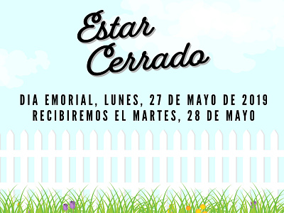 Memorial Day Closed Signage bluesky cerrado closed clounds fence flowers illustration picketfence signage spanish