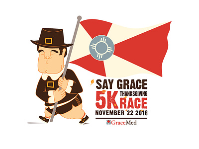 Say Grace Race Logo 5k civic pride fall flag gracemed kansas logo design logo evolution pilgrim race design thanksgiving wichita flag