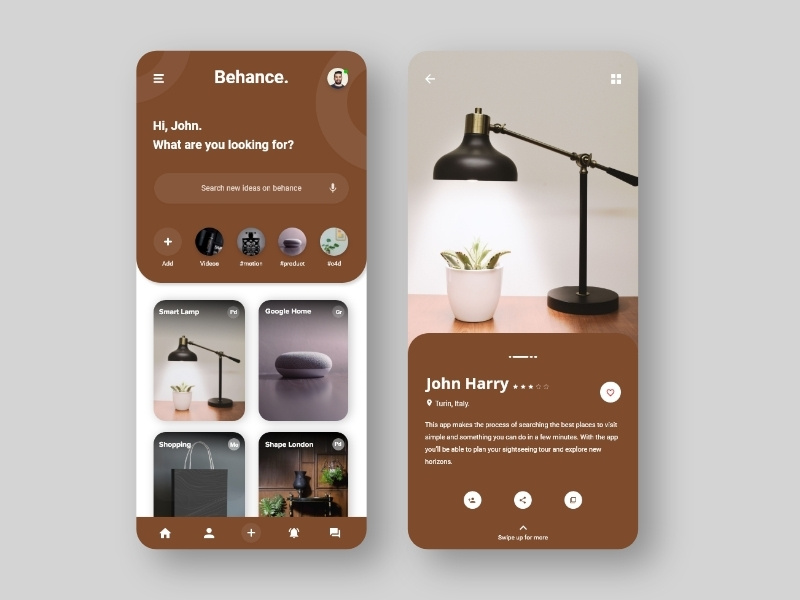 Behance App Redesign web colours branding flat ux uxui ui trendy product minimal ecommerce darkui redesign profile behance application design 2019 trend app