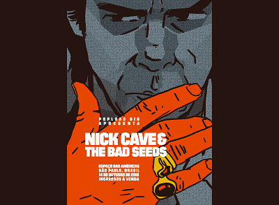 Fan Poster for Nick Cave and the Bad Seeds' Concert in São Paulo concert poster halftone illustration poster art