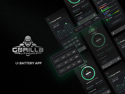 Battery APP app app design battery app charging clean dark details page futuristic home screen mobile modern ui utility ux