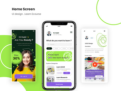 Learn Ecourse app design ecourse home screen learn ecourse preview ui ui ux web web design