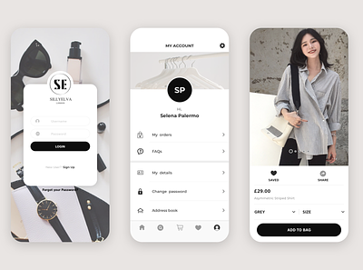 UI for high street fashion brand shopping app app branding design icon minimal ui
