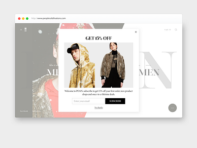 popup window design for luxury fashion brand
