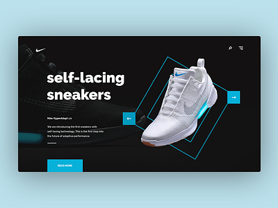 Self-lacing sneaker | UI & UX concept creative design design graphic design interface landing page minimalism nike sneaker ui ux web webdesign