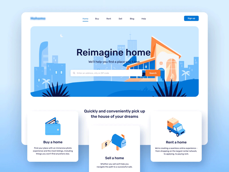 Real Estate | Homepage animation after affects animation animation after effects design home homepage illustration real estate ui ux vector web