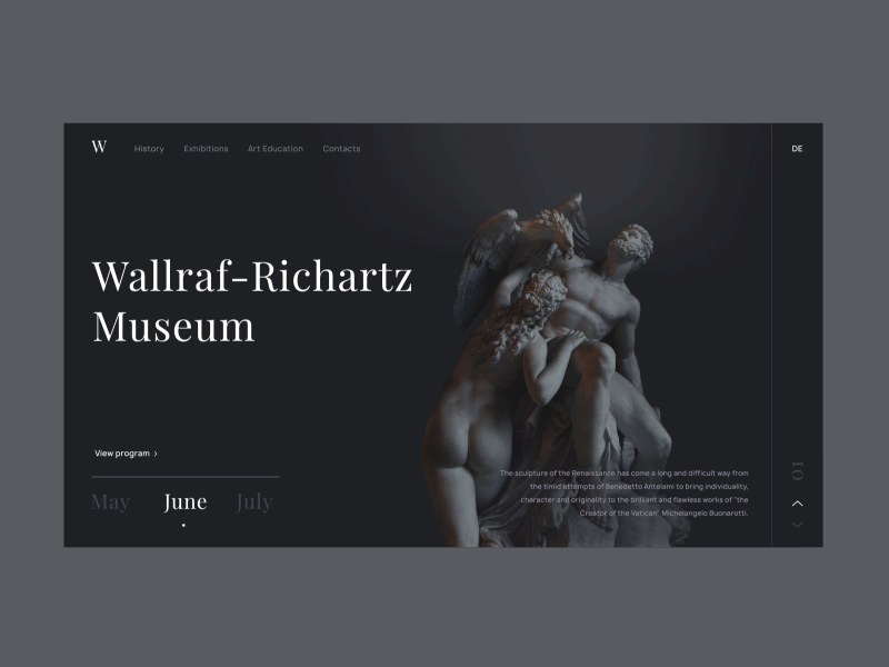 Homepage for website of Museum after affects animation animation after effects art concept design homepage interaction mentalstack museum parallax ui web