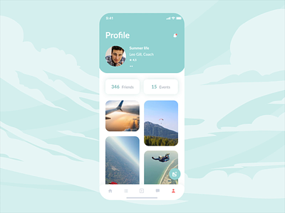 Skydiving mobile app | Profile design after affects animation animation after effects design mentalstack mobile mobile app profile sky skydiving ui ux