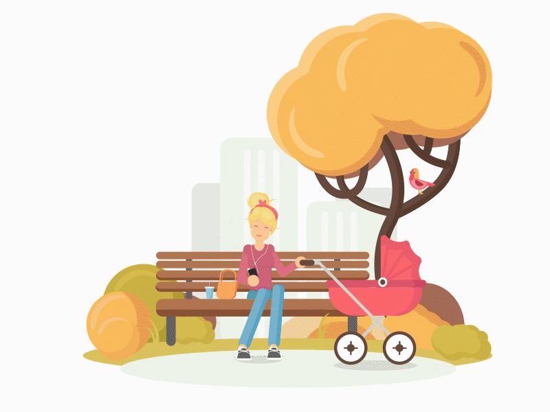 Hello Dribbble! 2danimation animation bodymovin character animation hellodribbble illustration lottie moms park vector web animation