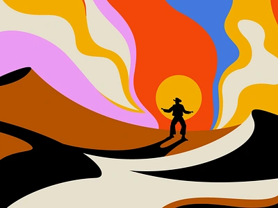 Lost Desert cocaine rodeo cowboy desert honky tonk illustration lost vector western