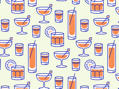 Shrub District cocktails glassware illustration