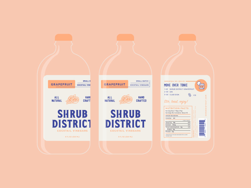 Bottles! shrubs cocktails drinks label label design packaging package design