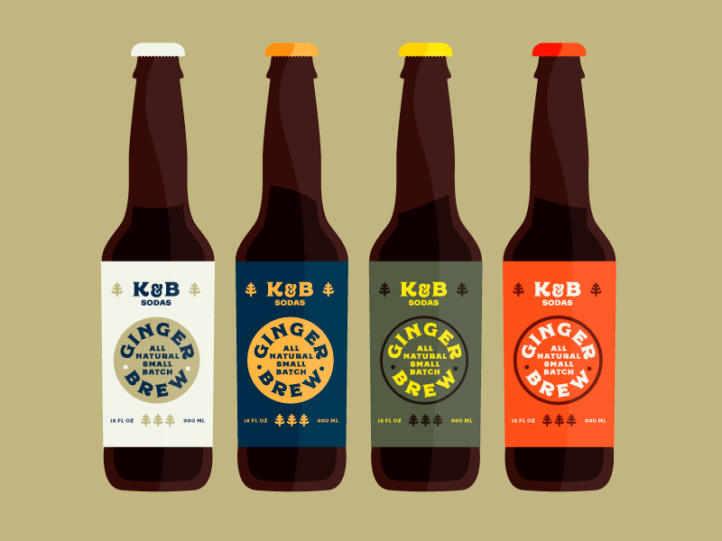 K&B Sodas packaging label ginger beer bottle beer soda