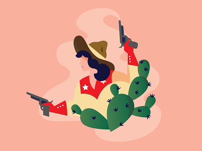 The Duel cowgirl illo spot illustration western
