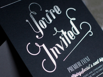Grand Opening Invitation card custom foil stamp invitation lettering tommaso type typography