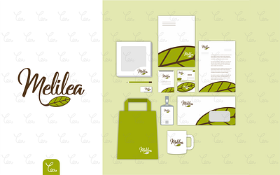 Logo and Stationery Design for Melilea branding cosmetics design floral green logo nature stationery design vector