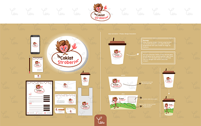 Logo, Packaging, and Stuff Design for Coklat Stroberi branding design drink graphicdesign illustration lion logo mascot menu mockup osiji packaging stationery design vector