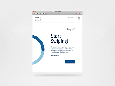 Swipex email blue brand branding crypto crypto currency crypto exchange crypto trading email signup start swipex welcome