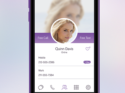 Redesign Viber - Contact application card contact design interface list mobile ui ux viber