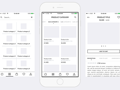 Birchbox app Wireframes