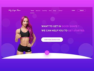 Fitness Landing Page - Header Section adobexd branding fitness typography ui web