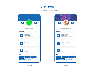 User profile - From wire frame to design adobe xd design profile ui user ux wireframe