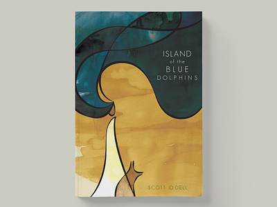 Island of the Blue Dolphins book cover design graphic design illustration illustrator indesign line art novel photoshop texture