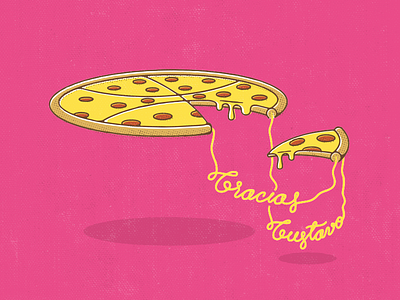 First slide! Gracias Gustavo! cheese debut dribbble first shot food halftone illustration lettering pizza texture thanks