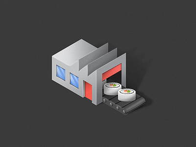 Sushi Factory 3d app factory food icon illustration isometric noise photoshop realistic sushi