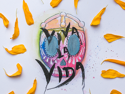 Viva La Vida calavera day of the dead día de muertos illustration lettering méxico type typography watercolor