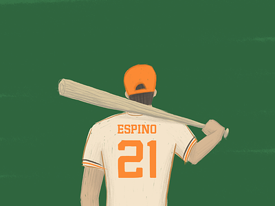Espino el pelotero baseball bate beisbol brush character hermosillo héctor espino illustration mexico sonora sports texture
