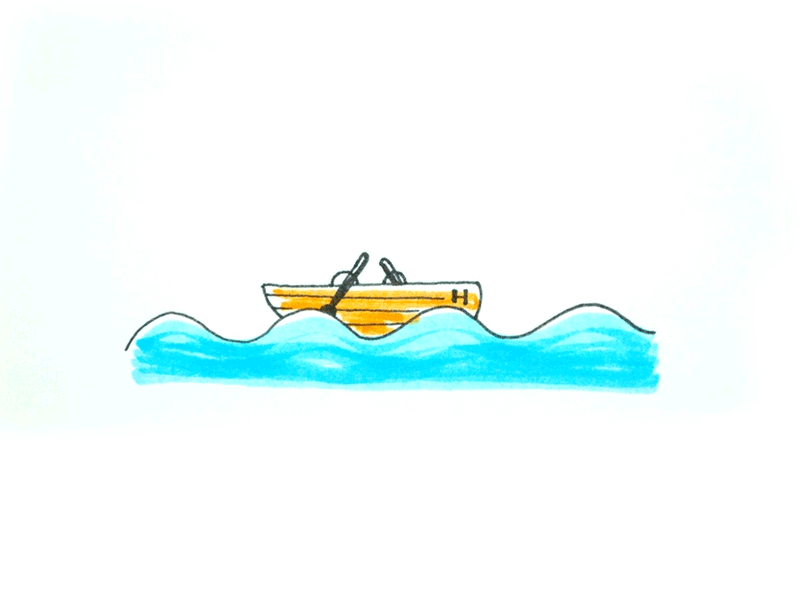 Orange boat after effects animation boat cel animation gif hand illustration motion sea texture watercolor waves