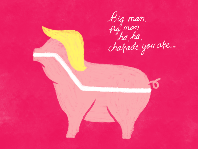 Fuck the wall animation brush cel animation cerdo cochi donald trump gif illustration motion pig texture trump