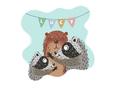 Lucy the otter animals brush flags illustration lucy otter raccoon raccoons texture wacom